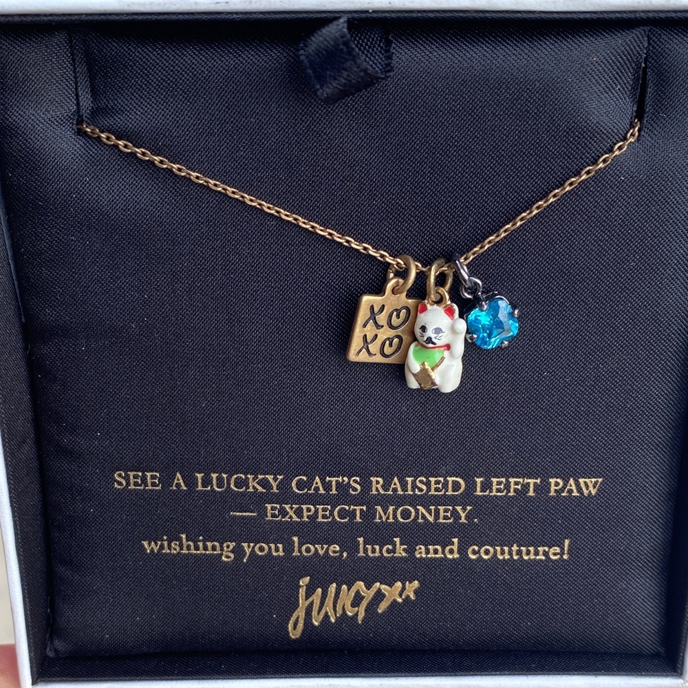 Juicy Couture Gold Lucky Cat Charm Necklace